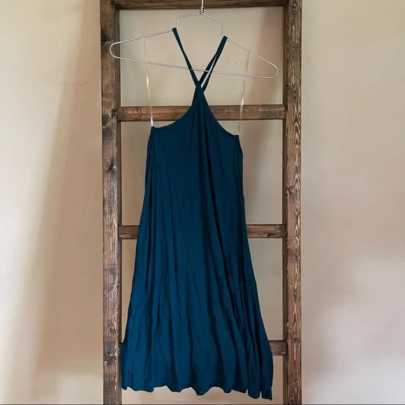 halter neck split dress Black Halter Neck Ruched Midi Dress With Side Slit main image 0
